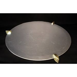 Excellent 16" Large Art Deco aluminum & brass Lurelle Guild Kensington platter